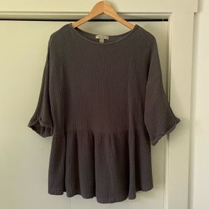 Grey Gauze Peplum Top